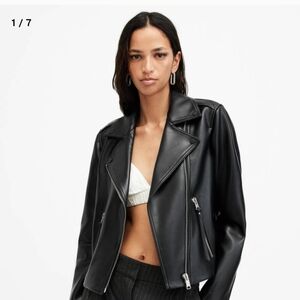 All Saints | Leather Jacket with Silver Hardware, Size 4